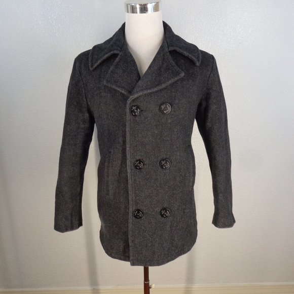 us navy Other - US Navy Wool Pea Coat Men’s Small Black Style MP752394 Made In USA Six Buttons